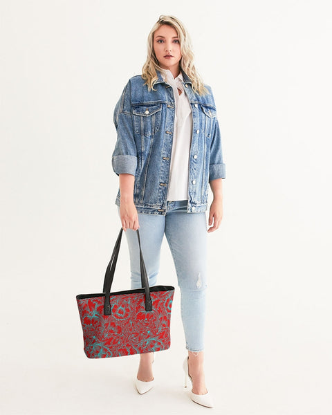 Red Blue Floral Stylish Tote