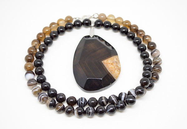 Coffee Agate with Faceted Agate Pendant