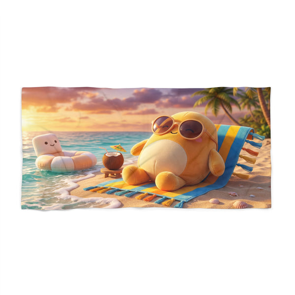 Cute Summer Squish Beach Towel – Relaxing Sunset Tropical Design