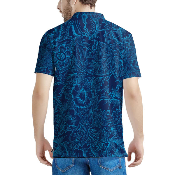 Blue Floral Print Polo