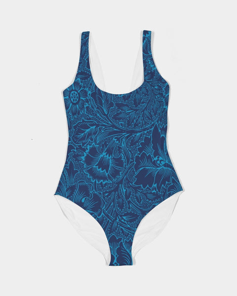 Blue Floral Women's One-Piece Swimsuit