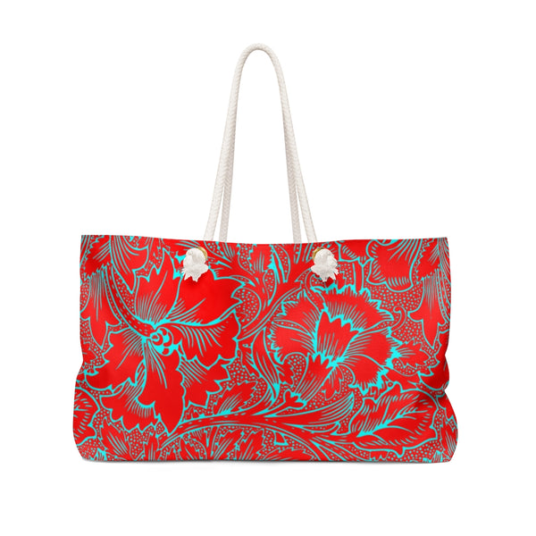 Red & Turquoise Floral Weekender Bag