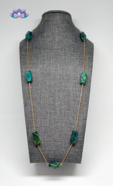Azurite and Chrysocolla Necklace on Chain