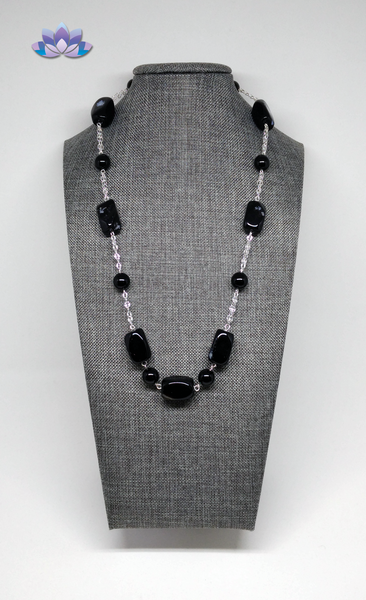 Black Agate Necklace on Silver