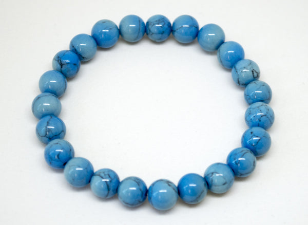 Blue Turquoise Howlite Infinity Bracelet - 8mm