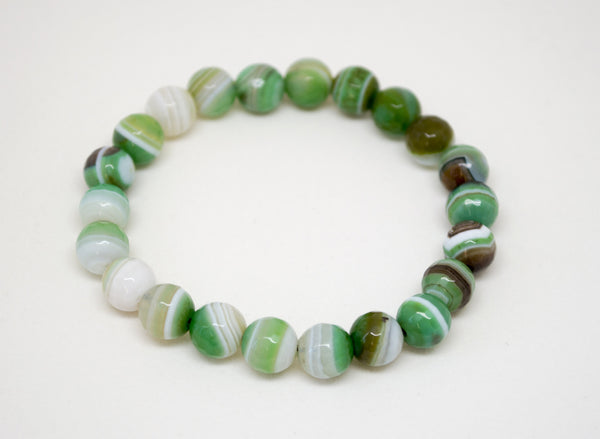 Green Striped Agate Infinity Bracelet - 8mm