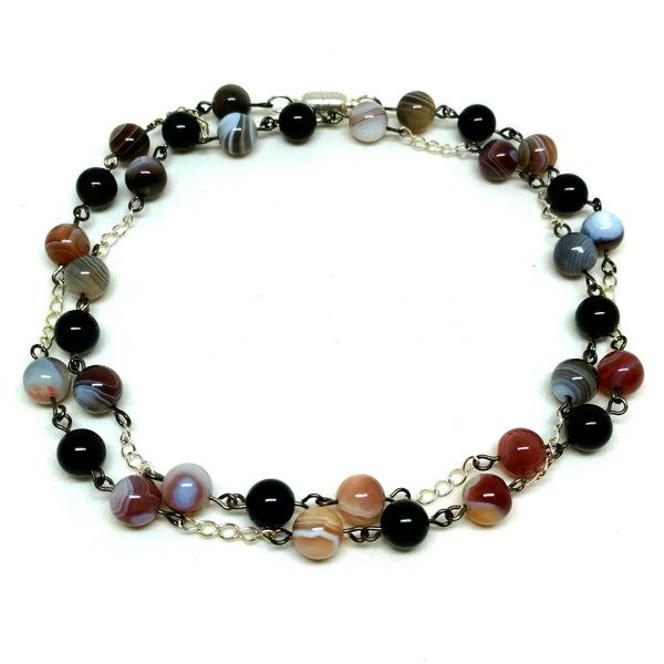 Botswana Agate and Onyx on Silver Chain