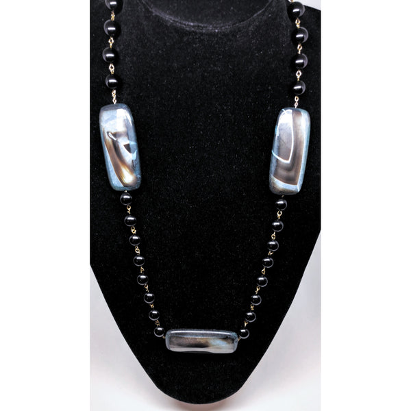 Black Onyx with Blue Black Agate Necklace