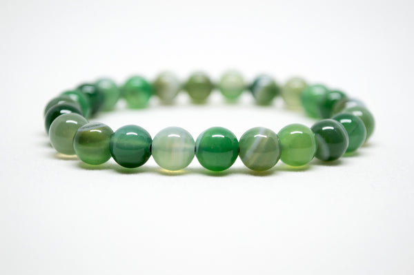 Bright Green Striped Agate Infinity Bracelet - 8mm